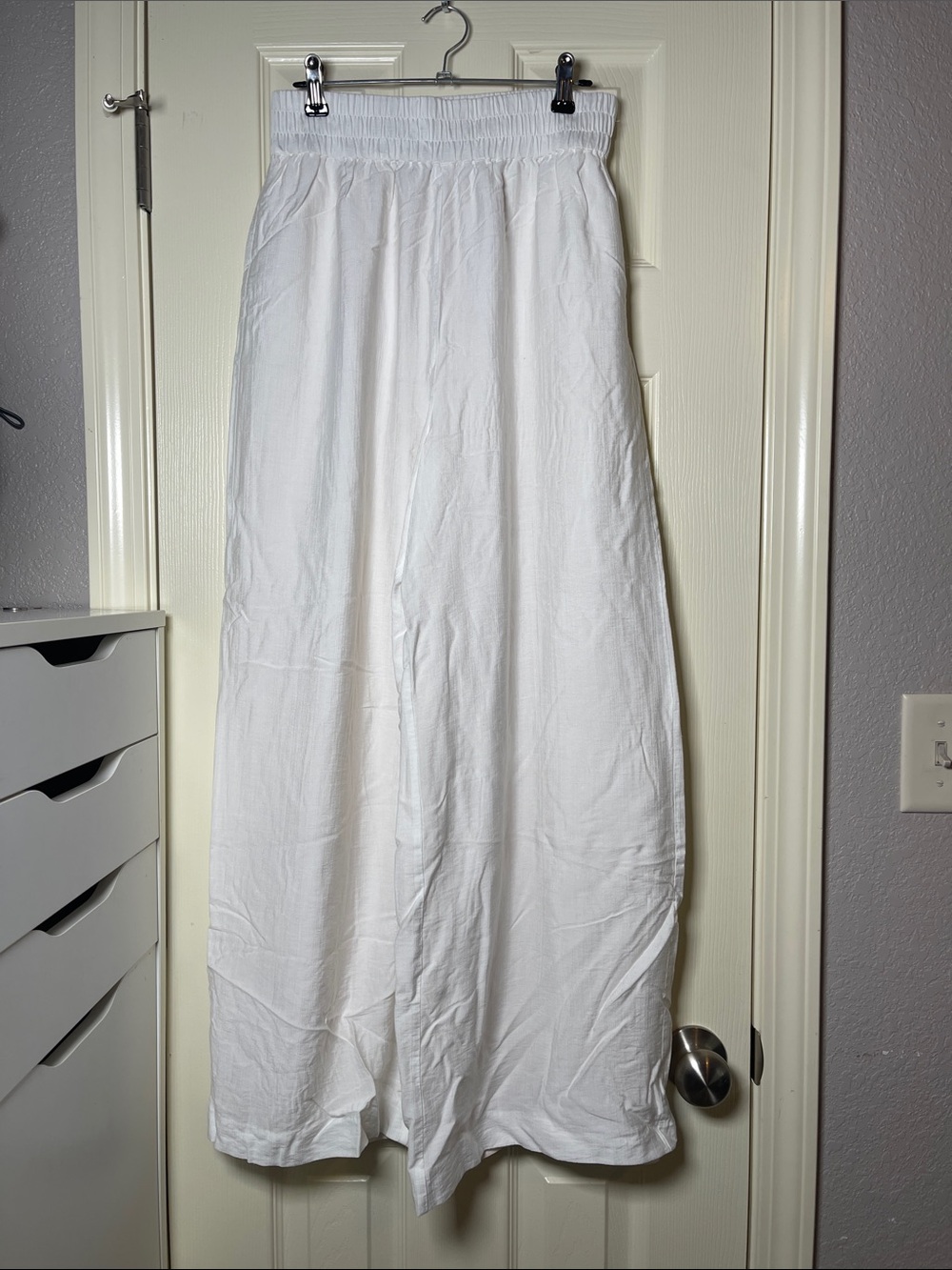 Gianni Bini White Wide Leg Elastic Waist Pants